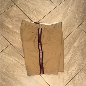 Polo by Ralph Lauren Tan Flat Front Shorts with Stripe